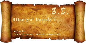 Biburger Dezsér névjegykártya
